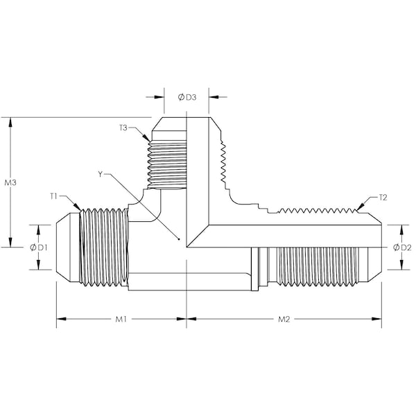 Male JIC To Male JIC To Male JIC Bulkhead Tube Tee